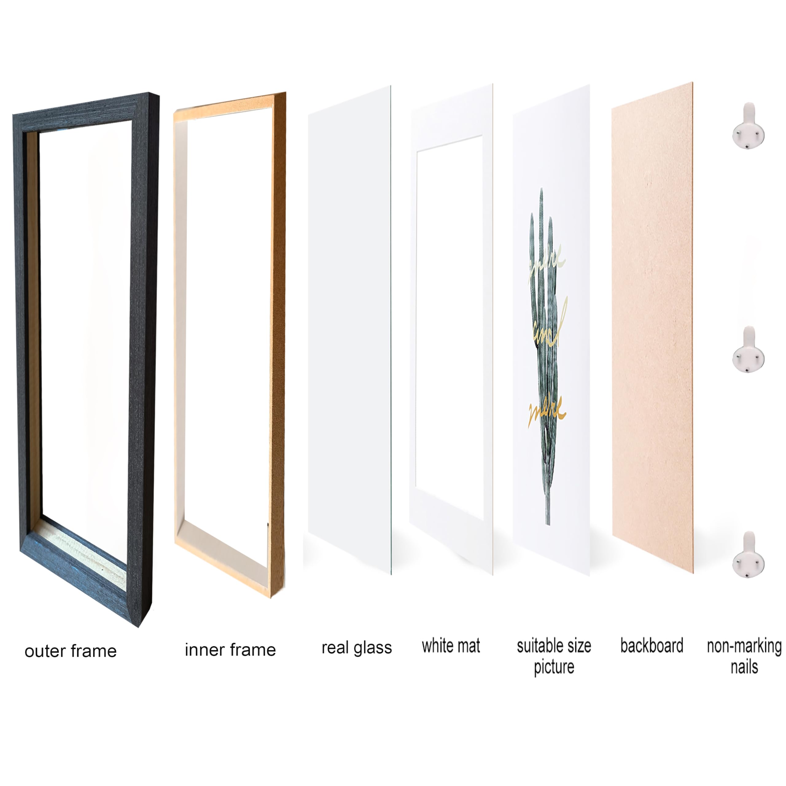 Dohomi 8x8 Shadow Box Frame Black Shadow Box Display Case 3 Pack Wooden Picture Frame Glass Surface Internal Depth 0.6 inch for